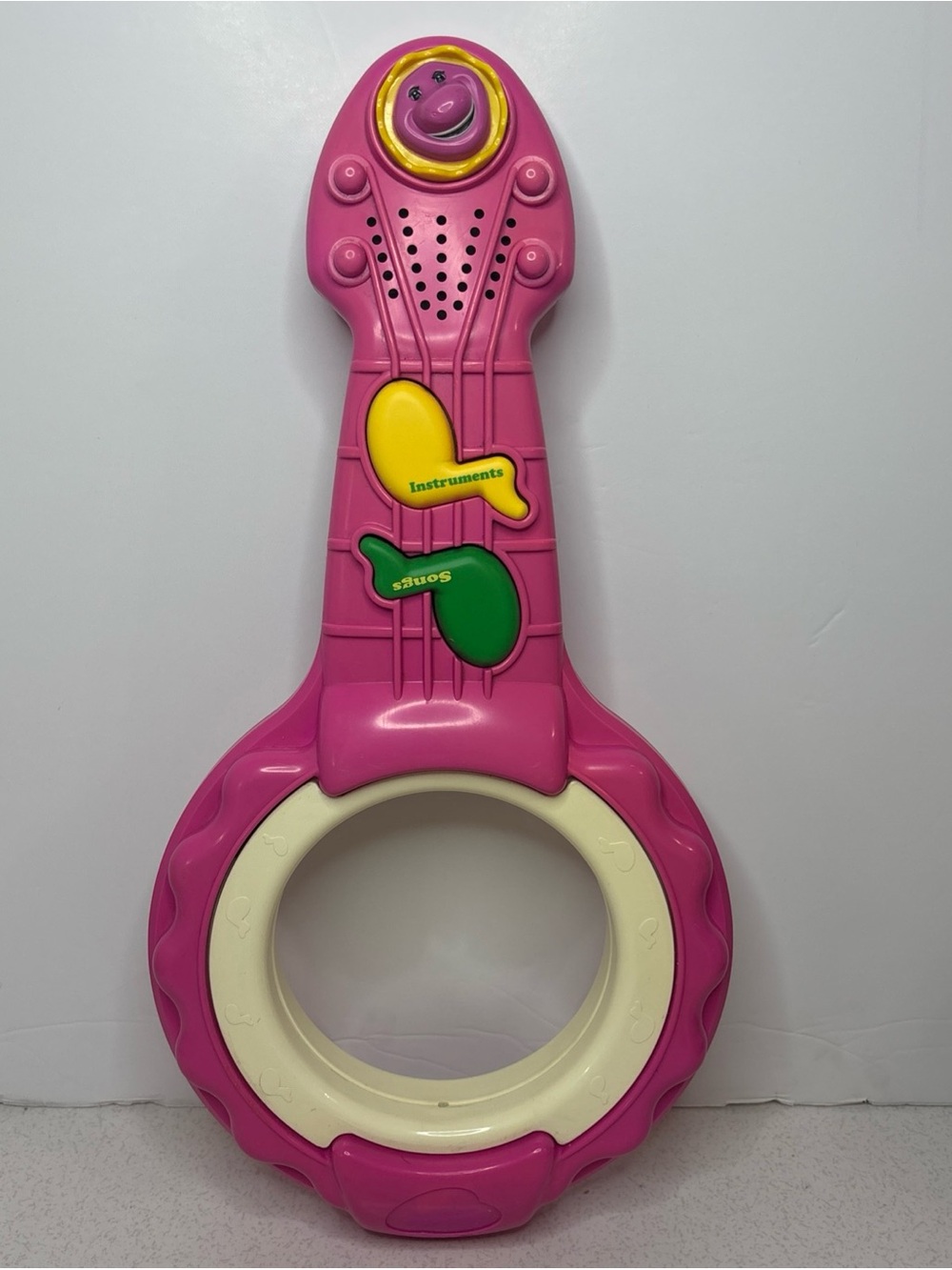 Vintage 1997 Playskool Barney Musical Banjo Toy Lights & Sounds Tested/Works